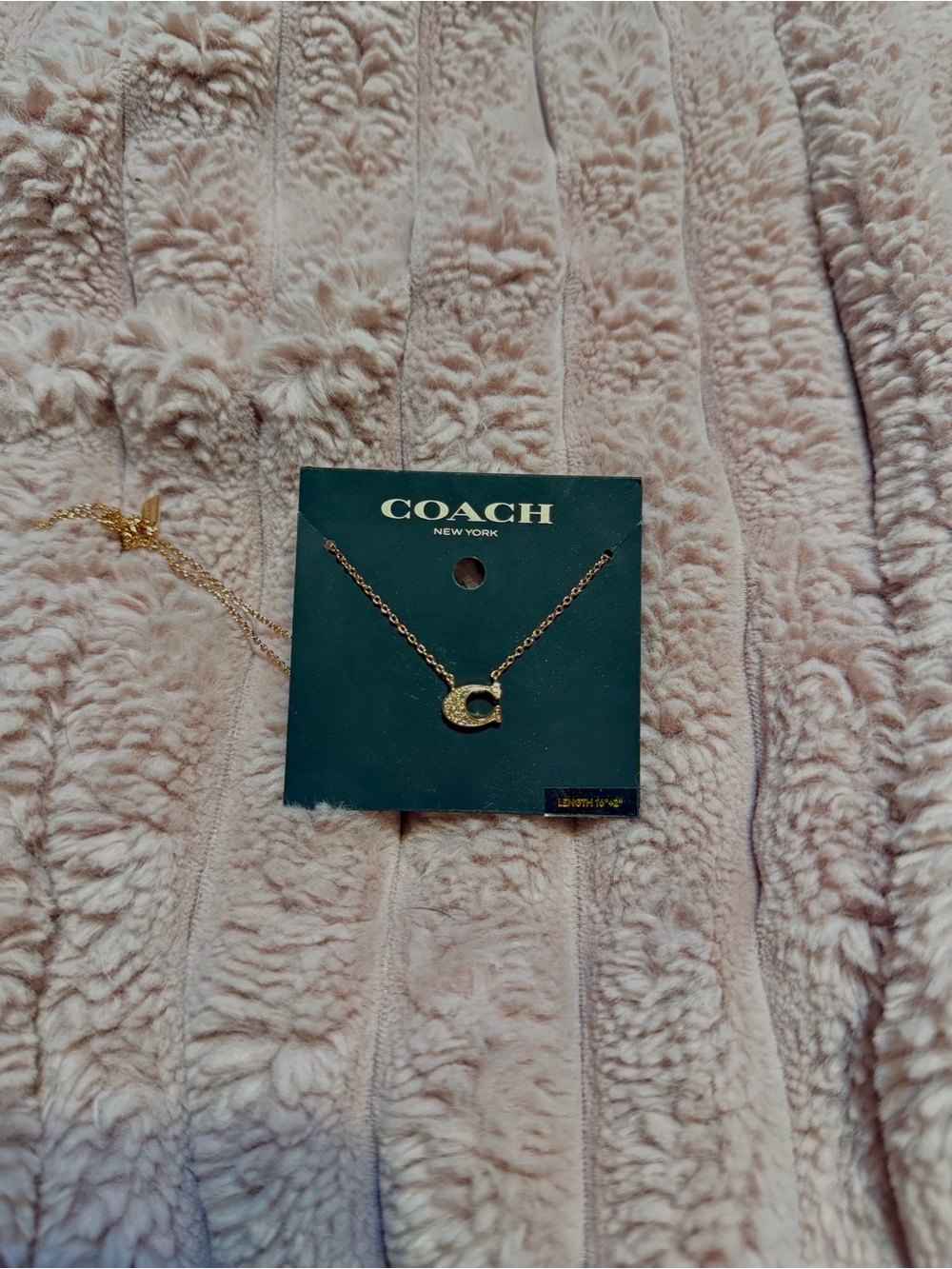 COACH Gold Crystal Signature C Pendant Necklace ✨